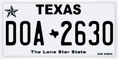 TX license plate DOA2630