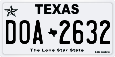 TX license plate DOA2632