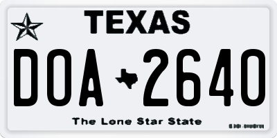 TX license plate DOA2640