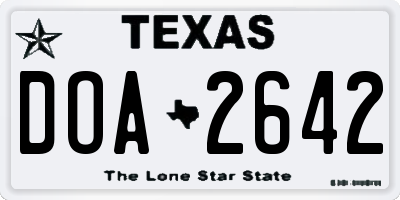 TX license plate DOA2642