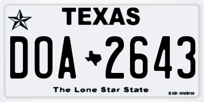 TX license plate DOA2643