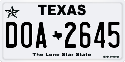 TX license plate DOA2645