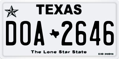 TX license plate DOA2646