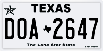 TX license plate DOA2647