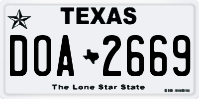TX license plate DOA2669