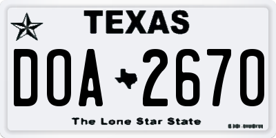 TX license plate DOA2670