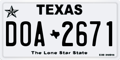 TX license plate DOA2671