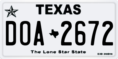 TX license plate DOA2672