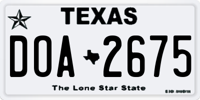 TX license plate DOA2675