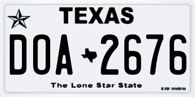 TX license plate DOA2676