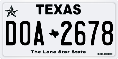 TX license plate DOA2678