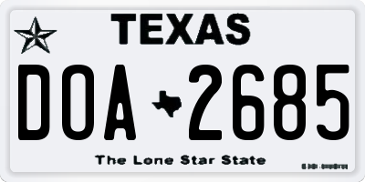 TX license plate DOA2685