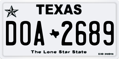 TX license plate DOA2689