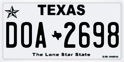 TX license plate DOA2698