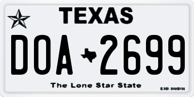 TX license plate DOA2699