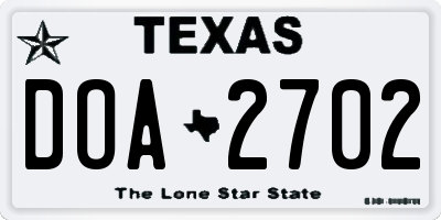 TX license plate DOA2702