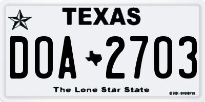 TX license plate DOA2703