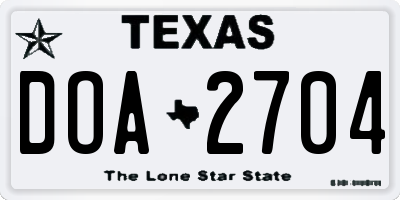 TX license plate DOA2704
