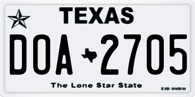 TX license plate DOA2705