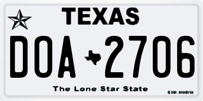 TX license plate DOA2706