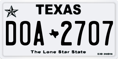 TX license plate DOA2707
