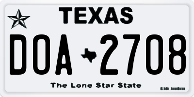 TX license plate DOA2708