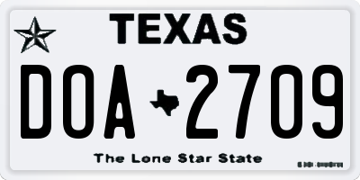 TX license plate DOA2709