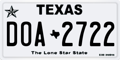 TX license plate DOA2722