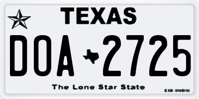 TX license plate DOA2725