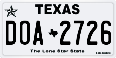 TX license plate DOA2726