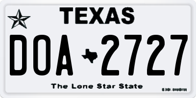 TX license plate DOA2727
