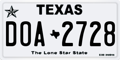 TX license plate DOA2728