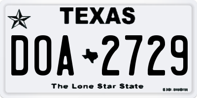 TX license plate DOA2729