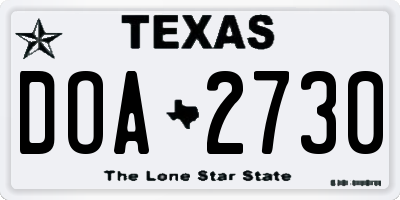 TX license plate DOA2730