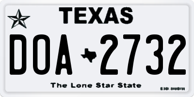 TX license plate DOA2732