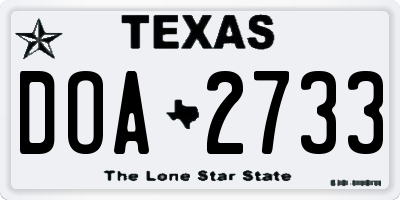 TX license plate DOA2733