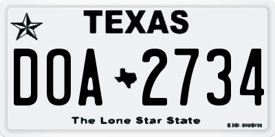 TX license plate DOA2734