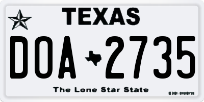 TX license plate DOA2735
