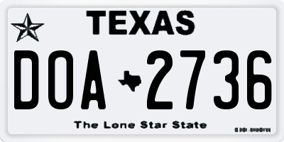 TX license plate DOA2736
