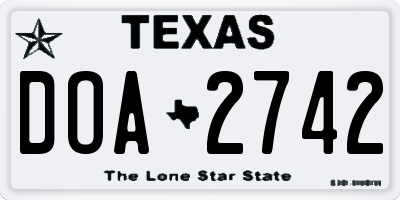 TX license plate DOA2742