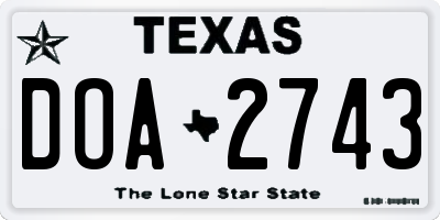 TX license plate DOA2743