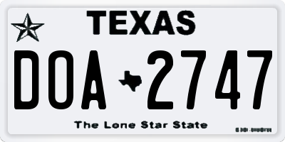 TX license plate DOA2747