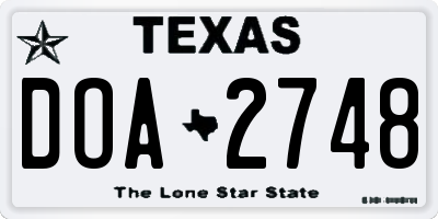 TX license plate DOA2748