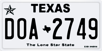 TX license plate DOA2749