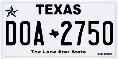 TX license plate DOA2750