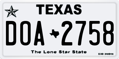 TX license plate DOA2758