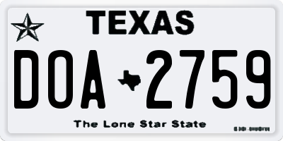 TX license plate DOA2759