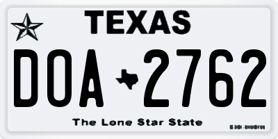 TX license plate DOA2762