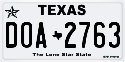 TX license plate DOA2763