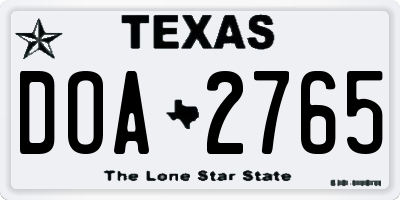 TX license plate DOA2765